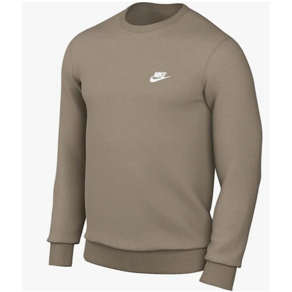 Nike Sportswear Club Fleece Crewneck Sweatshirt Flax Brown Mens Large BV2662-247
